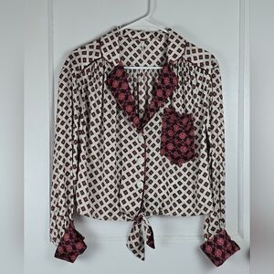 Free People Boho Cropped Blouse Pajama Top S